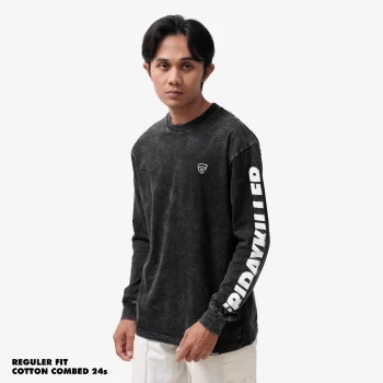KAOS KATUN PRIA WANITA CASUAL SIMPLE LENGAN PANJANG HITAM FRIDAY KILLER | CORE LONG ACID LS
