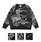 SWEATER RAJUT SWEATSHIRTS KNITWEARS PRIA HITAM EVIL ARMY | LIONIZE L24 BLACK