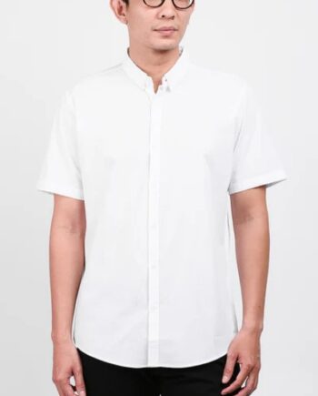 KEMEJA PRIA LENGAN PENDEK POLOS PUTIH WARNING CLOTH | EXACT #3 WHITE