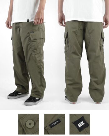 CELANA PANJANG CARGO HITAM PRIA  EVIL ARMY | FOSTER L24 OLIVE