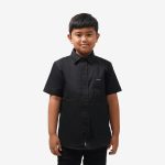 KEMEJA ANAK KATUN LENGAN PENDEK POLOS HITAM FRIDAY KILLER | REZETTA KIDS BLACK