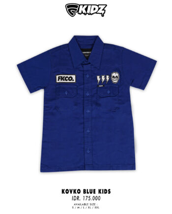KEMEJA ANAK KATUN LENGAN PENDEK WORK SHIRT BIRU FRIDAY KILLER KIDS | KOVKO BLUE KIDS