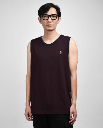 KAOS SINGLET TANK TOP KATUN PRIA HITAM ORIGINAL WRNG CLOTH | VEGA #2 MAROON