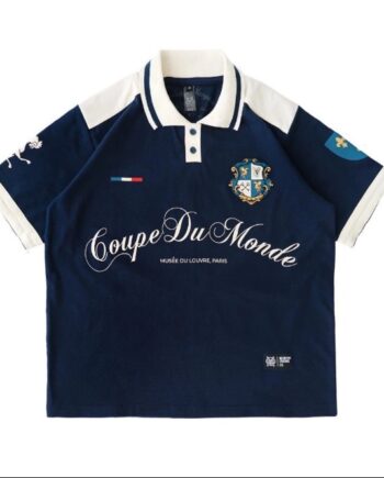 KAOS RUGBY SHIRT PRIA KATUN 16s LENGAN PENDEK NAVY  MEMPHIS ORIGINS | COUPE