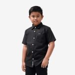 KEMEJA ANAK KATUN LENGAN PENDEK POLOS HITAM FRIDAY KILLER | ALFORD KIDS BLK