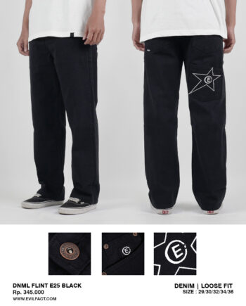 CELANA PANJANG DENIM PRIA CASUAL HITAM ORIGINAL EVIL ARMY | FLINT E25 BLACK