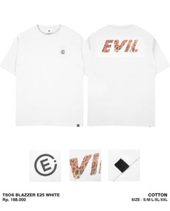 KAOS OVERSIZE PRIA KATUN CASUAL SIMPLE LENGAN PENDEK PUTIH ORIGINAL EVIL ARMY | BLAZZER E25 WHITE