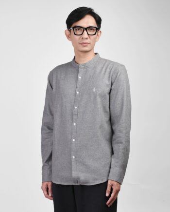 KEMEJA PRIA KATUN FLANEL CASUAL LENGAN PANJANG POLOS ABU ABU ORIGINAL WARNING CLOTH | ARTEMII FL #6