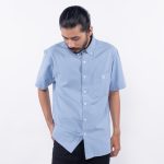 KEMEJA PRIA KATUN CASUAL SIMPLE POLOS LENGAN PENDEK BIRU ORIGINAL MATERNAL DISASTER | ULTRO