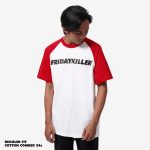 KAOS PRIA KATUN CASUAL SIMPLE RAGLAN LENGAN PENDEK PUTIH FRIDAY KILLER | CORE RAG W RED