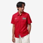 KEMEJA KATUN KERJA PRIA WORK SHIRT LENGAN PENDEK MERAH FRIDAY KILLER | FLAKERS RED