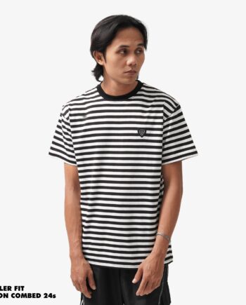 KAOS KATUN GARIS GARIS PRIA CASUAL SIMPLE LENGAN PENDEK HITAM FRIDAY KILLER | OG PICK STR BW