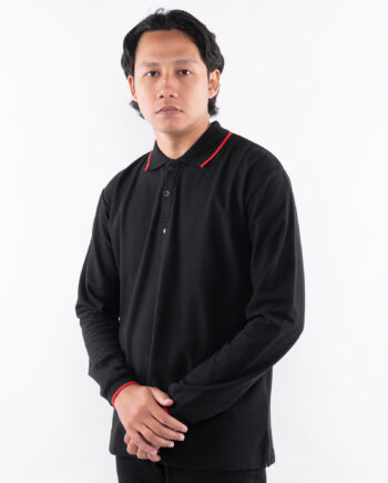 KAOS KERAH POLO SHIRT CASUAL PRIA LENGAN PANJANG HITAM ORIGINAL MATERNAL DISASTER | ABSENCA
