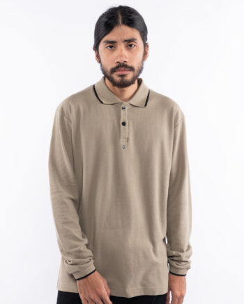 KAOS KERAH POLO SHIRT CASUAL PRIA LENGAN PANJANG KHAKI ORIGINAL MATERNAL DISASTER | SURVIVA