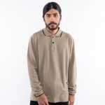 KAOS KERAH POLO SHIRT CASUAL PRIA LENGAN PANJANG KHAKI ORIGINAL MATERNAL DISASTER | SURVIVA