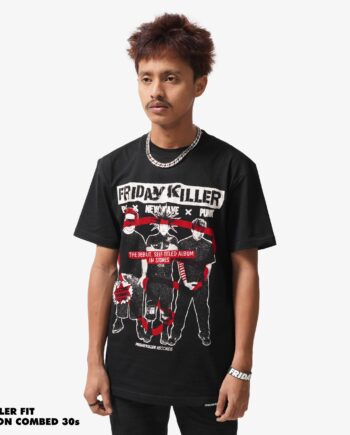 KAOS KATUN COMBED 30s PRIA POP PUNK SERIES LENGAN PENDEK HITAM FRIDAY KILLER | NEW WAVE BLACK