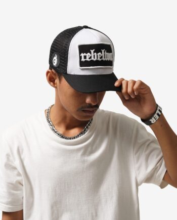 TOPI JARING JARING TRUCKER HAT CASUAL CLASSIC PRIA HITAM REBELTON | RBLTN TRUCKER BLACK WHITE