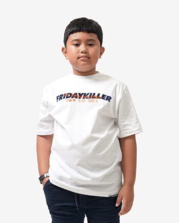 KAOS BAJU KATUN ANAK ANAK PRIA WANITA CASUAL LENGAN PENDEK PUTIH FRIDAY KILLER | THE FLAME WHT KIDS