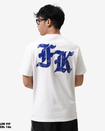 KAOS PRIA KATUN COMBED 16s CASUAL SIMPLE LENGAN PENDEK PUTIH FRIDAY KILLER | FK - PAISLEY WHT