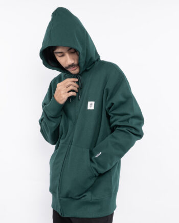 JAKET HOODIE ZIPPER KATUN FLEECE 280g CASUAL PRIA WANITA HIJAU ORIGINAL MATERNAL DISASTER | MALAGE