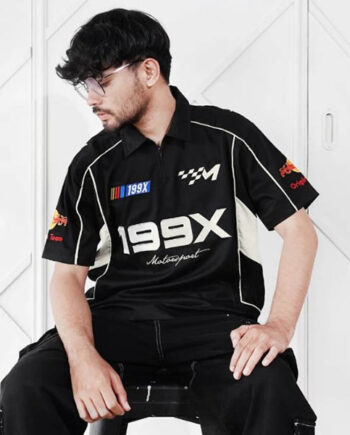 KAOS RUGBY SHIRT PRIA KATUN 16s LENGAN PENDEK HITAM ORIGINAL MEMPHIS ORIGINS | NASCAR RUGBY