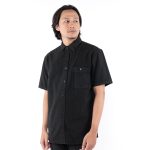KEMEJA PRIA KATUN CASUAL SIMPLE LENGAN PENDEK POLOS HITAM ORIGINAL MATERNAL DISASTER | OPTIAL