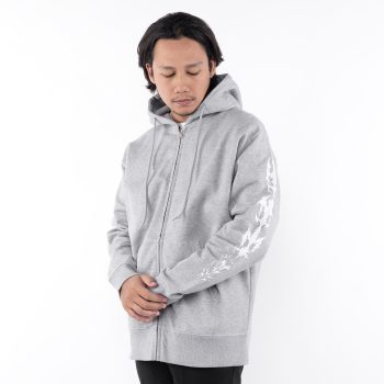 JAKET HOODIE ZIPPER KATUN FLEECE 280g CASUAL PRIA WANITA GREY ORIGINAL MATERNAL DISASTER| SKRAWLE
