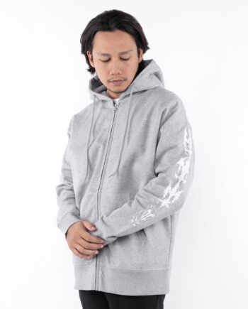 JAKET HOODIE ZIPPER KATUN FLEECE 280g CASUAL PRIA WANITA GREY ORIGINAL MATERNAL DISASTER| SKRAWLE