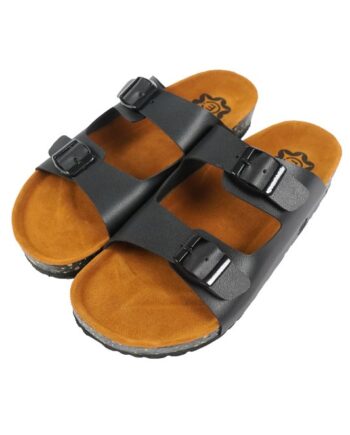SANDAL SLIDE KULIT SINTETIS PREMIUM CASUAL SIMPLE PRIA WANITA HITAM ORIGINAL EVIL ARMY | UNLEARING A25 BLACK