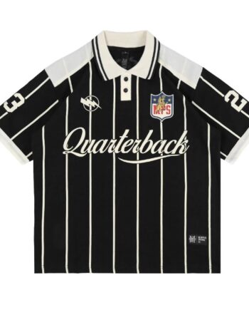 KAOS RUGBY SHIRT PRIA KATUN 16s LENGAN PENDEK HITAM MEMPHIS ORIGINS | QUARTERBACK