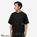 KAOS BOXY CUT KATUN COMBED 16s CASUAL LENGAN PENDEK PRIA HITAM FRIDAY KILLER | AGNC #2 BOXY BLK