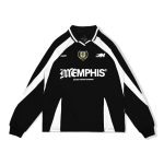 KAOS RUGBY SHIRT KATUN COMBED 16s LENGAN PANJANG PRIA WANITA HITAM ORIGINAL MEMPHIS ORIGINS | DIVISION