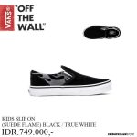 SEPATU ANAK ANAK VANS OFF THE WALL | KIDS SLIP ON (SUEDE FLAME) BLACK