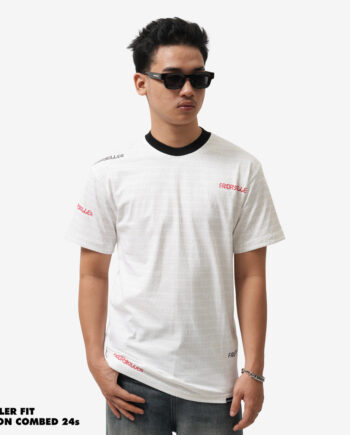 KAOS PRIA KATUN COMBED 24s CASUAL FULL PRINT LENGAN PENDEK PUTIH FRIDAY KILLER | DIGITTY WHITE