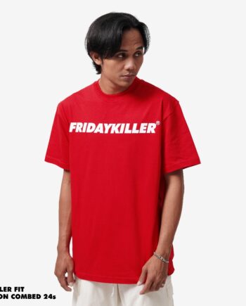 KAOS KATUN PRIA CASUAL SIMPLE LENGAN PENDEK MERAH FRIDAY KILLER | CORE RED