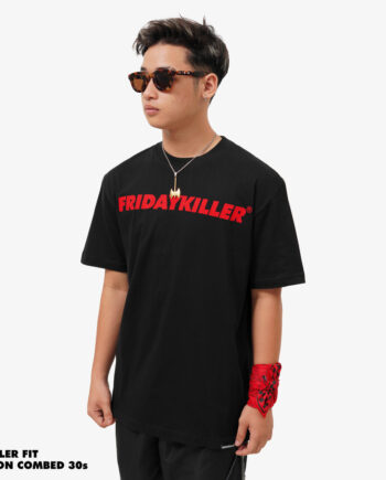 KAOS PRIA KATUN CASUAL SIMPLE LENGAN PENDEK HITAM FRIDAY KILLER | FKS MERCH BLACK