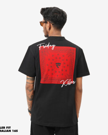 KAOS PRIA KATUN 16s COMBED CASUAL LENGAN PENDEK SIMPLE HITAM FRIDAY KILLER | THE CHICANO BLACK