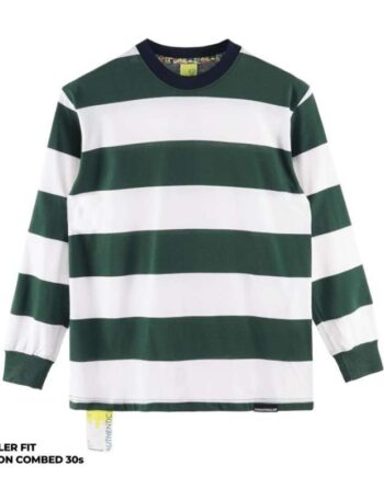 KAOS LENGAN PANJANG MOTIF GARIS FRIDAY KILLER | DELUCIA GREEN LS