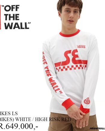 KAOS LENGAN PANJANG VANS OFF THE WALL | SE BIKES LS (SE BIKES) WHITE / HIGH RISK RED