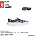 SEPATU ANAK ANAK VANS OFF THE WALL | KIDS SLIP ON (IRIDESCENT CHECK) BLACK TRUE WHITE