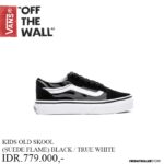 SEPATU ANAK ANAK VANS OFF THE WALL | KIDS OLD SKOOL (SUEDE FLAME) BLACK / TRUE WHITE