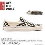 SEPATU VANS OFF THE WALL | SLIP ON 98 DX ANAHEIM FACTORY CHECK BLk wht
